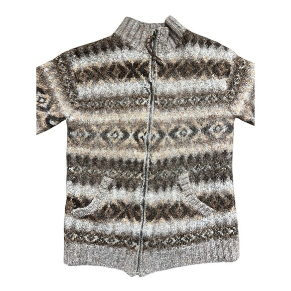 Vtg Lauren Ralph Lauren FairIsle Nordic Full Zip Llama Wool Sweater Cardigan S - Picture 2 of 12